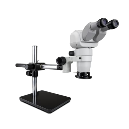 Scienscope Ergo Stereo Zoom Microscope With LED Ring Light On Single Arm Stand CMO-PK5S-R3E-E